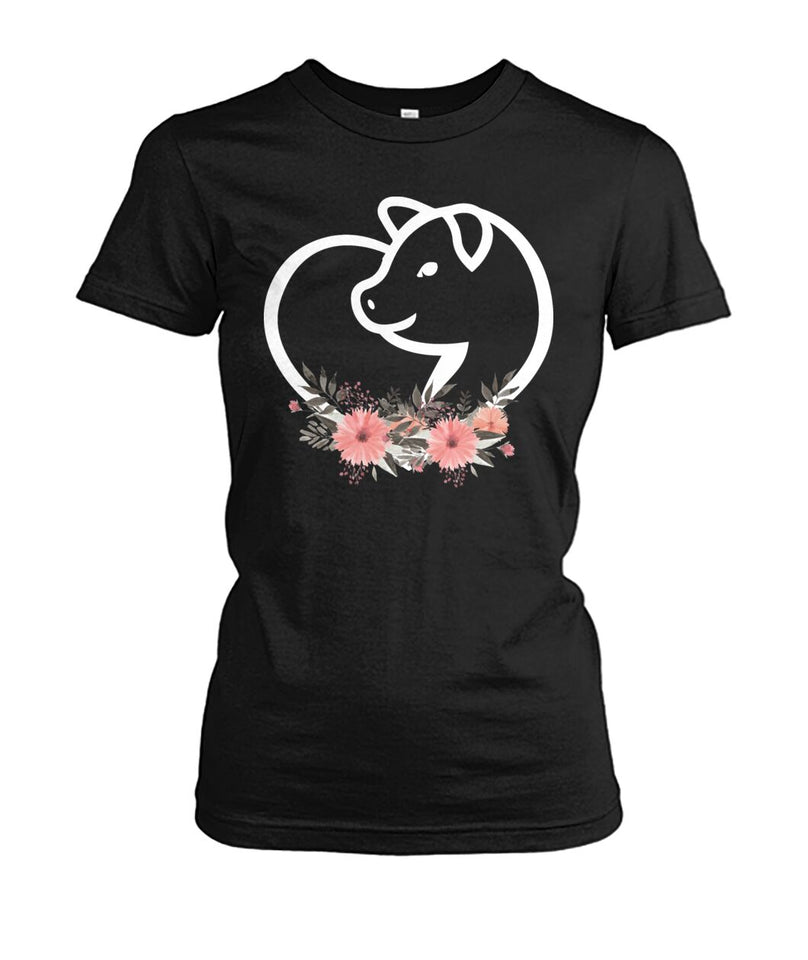 Heart flowers Pig - Men's and Women's t-shirt , Vneck, Hoodies - myfunfarm - clothing acceessories shoes for cow lovers, pig, horse, cat, sheep, dog, chicken, goat farmer