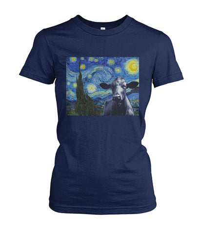 Van-gogh-painting Angus black - Men's and Women's t-shirt , Vneck, Hoodies - myfunfarm - clothing acceessories shoes for cow lovers, pig, horse, cat, sheep, dog, chicken, goat farmer