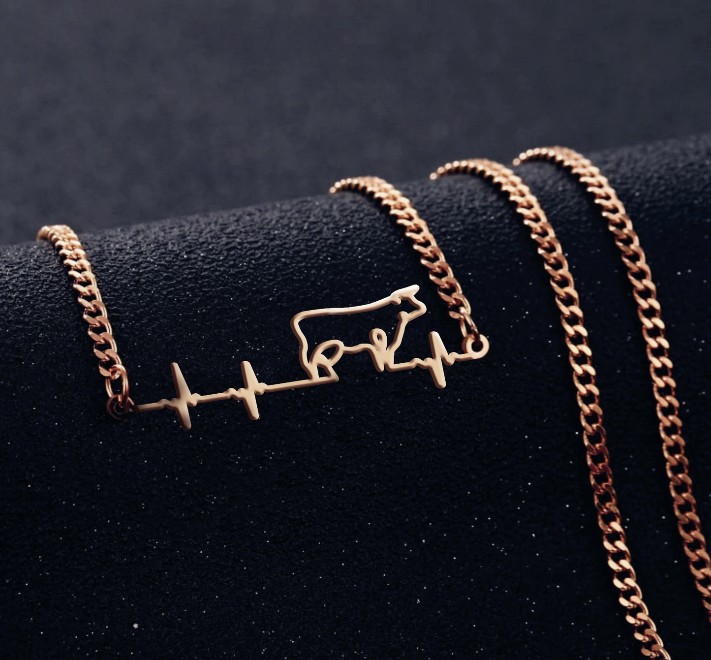 Heart Beat of Cow Lovers - Necklaces Jewelry - silver, gold, rose gold