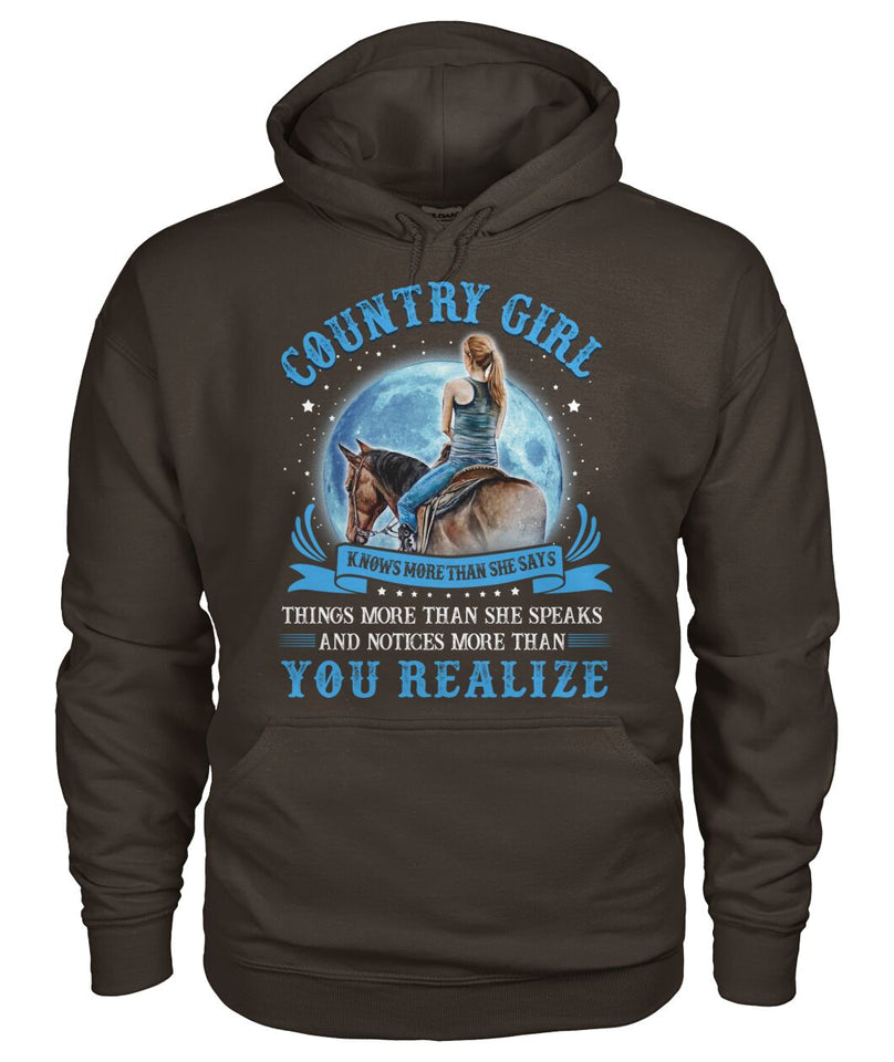 country girl knows more than she says - unisex  t-shirt , Hoodies