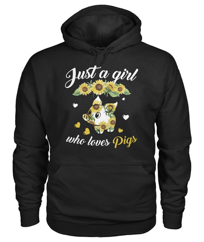 just a girl who loves pigs - Men's and Women's t-shirt , Vneck, Hoodies - myfunfarm - clothing acceessories shoes for cow lovers, pig, horse, cat, sheep, dog, chicken, goat farmer