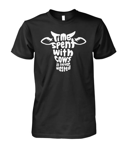 time spent with cows  - Men's and Women's t-shirt , Vneck, Hoodies - myfunfarm - clothing acceessories shoes for cow lovers, pig, horse, cat, sheep, dog, chicken, goat farmer