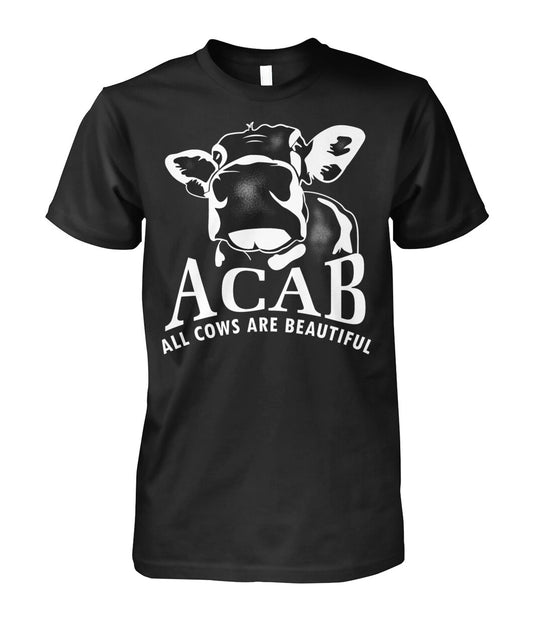 ACAB funny cow  - Men's and Women's t-shirt , Vneck, Hoodies - myfunfarm - clothing acceessories shoes for cow lovers, pig, horse, cat, sheep, dog, chicken, goat farmer