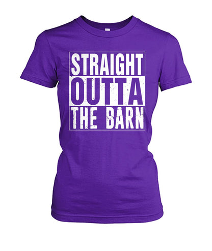 straight outta the barn  - Men's and Women's t-shirt , Vneck, Hoodies - myfunfarm - clothing acceessories shoes for cow lovers, pig, horse, cat, sheep, dog, chicken, goat farmer
