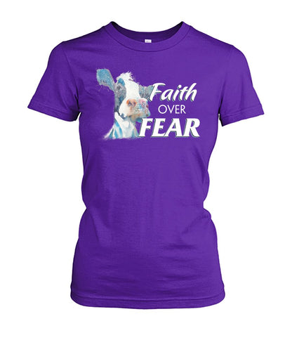 faith over fear - Men's and Women's t-shirt , Vneck, Hoodies - myfunfarm - clothing acceessories shoes for cow lovers, pig, horse, cat, sheep, dog, chicken, goat farmer