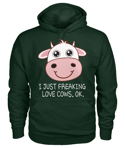 I just freaking love cow , ok - Men's and Women's t-shirt , Vneck, Hoodies - myfunfarm - clothing acceessories shoes for cow lovers, pig, horse, cat, sheep, dog, chicken, goat farmer