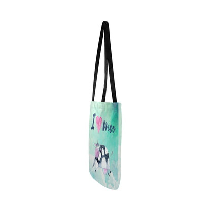 I Love Moo, funny tote bag sk00008 Reusable Shopping Bag Model 1660 (Two sides) - myfunfarm - clothing acceessories shoes for cow lovers, pig, horse, cat, sheep, dog, chicken, goat farmer