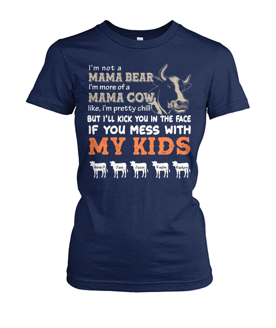 Custom names - Personalized Mama Cow t-shirt -  Mother's day gift