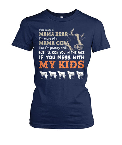Custom names - Personalized Mama Cow t-shirt -  Mother's day gift