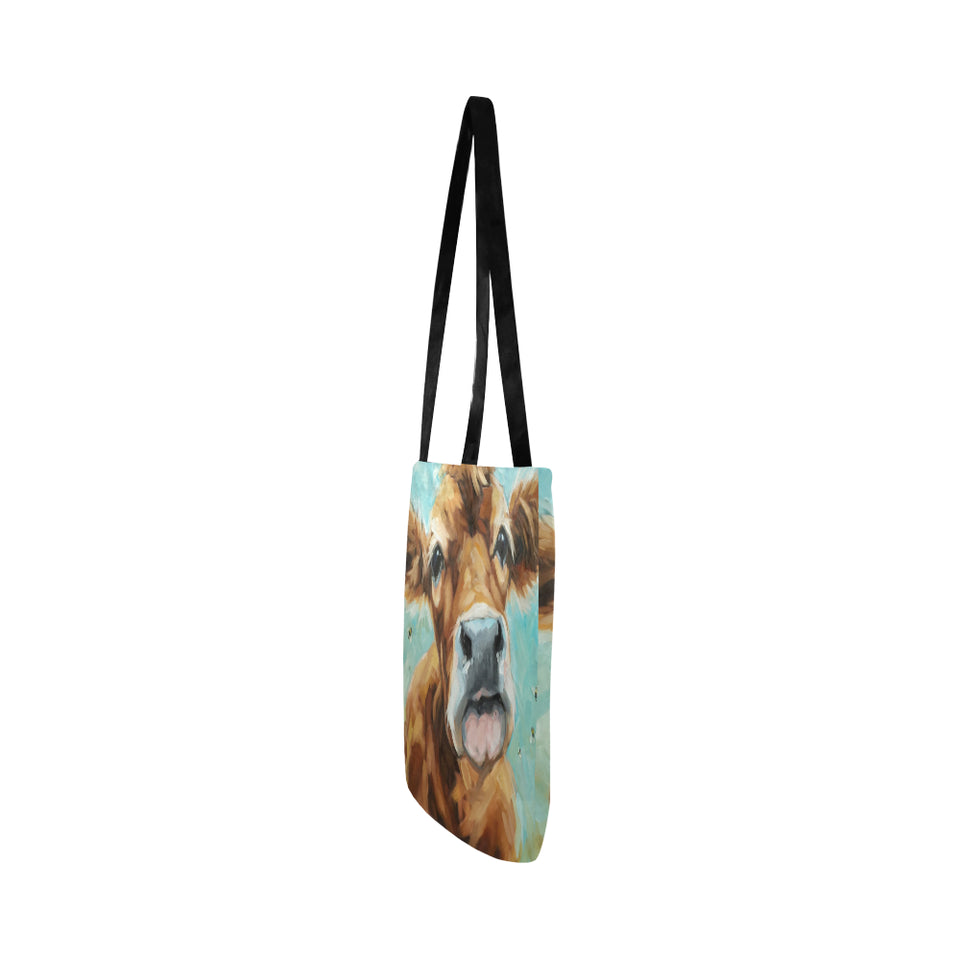 Cute cow painting print tote bag sk00011 Reusable Shopping Bag Model 1660 (Two sides) - myfunfarm - clothing acceessories shoes for cow lovers, pig, horse, cat, sheep, dog, chicken, goat farmer