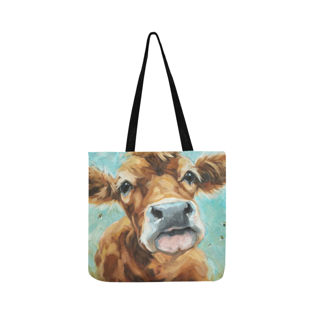 Cute cow painting print tote bag sk00011 Reusable Shopping Bag Model 1660 (Two sides) - myfunfarm - clothing acceessories shoes for cow lovers, pig, horse, cat, sheep, dog, chicken, goat farmer