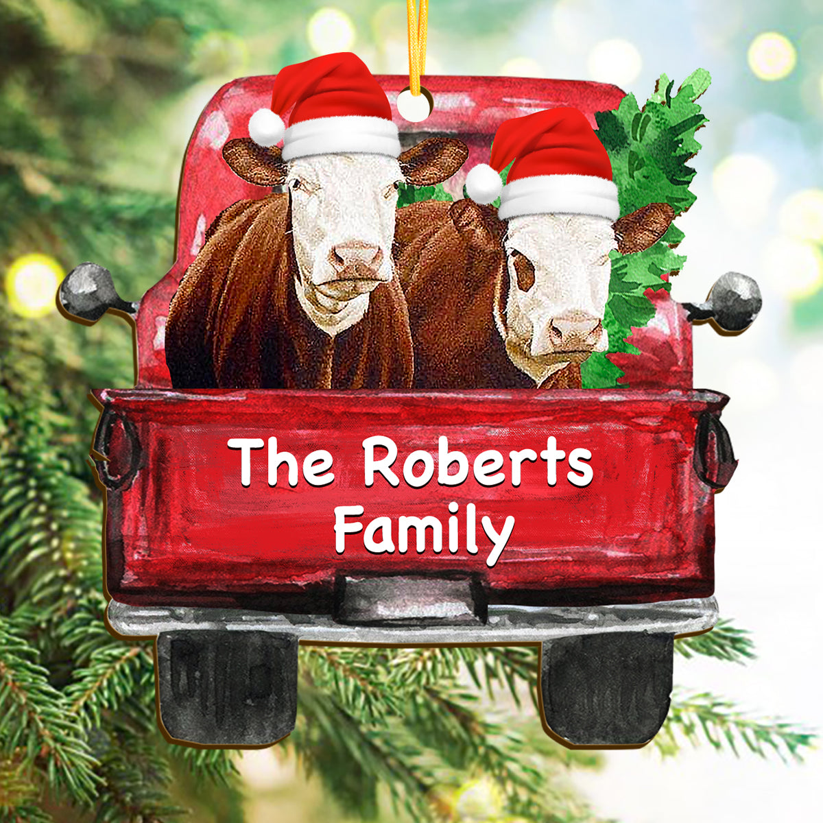 Merry Christmas Cow lovers- Customize Wooden Ornaments - myfunfarm
