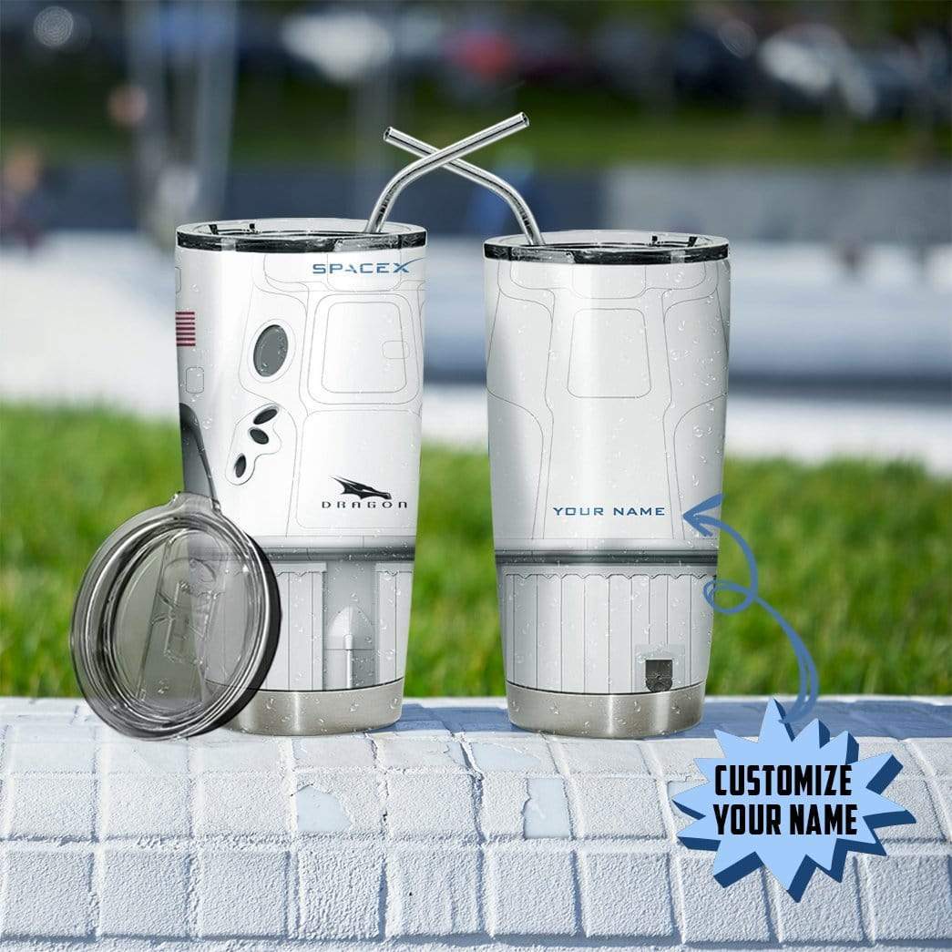 Space x custom name design vacuum insulated tumbler