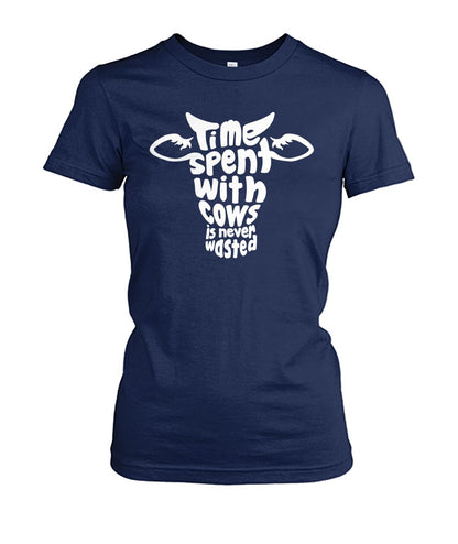time spent with cows  - Men's and Women's t-shirt , Vneck, Hoodies - myfunfarm - clothing acceessories shoes for cow lovers, pig, horse, cat, sheep, dog, chicken, goat farmer
