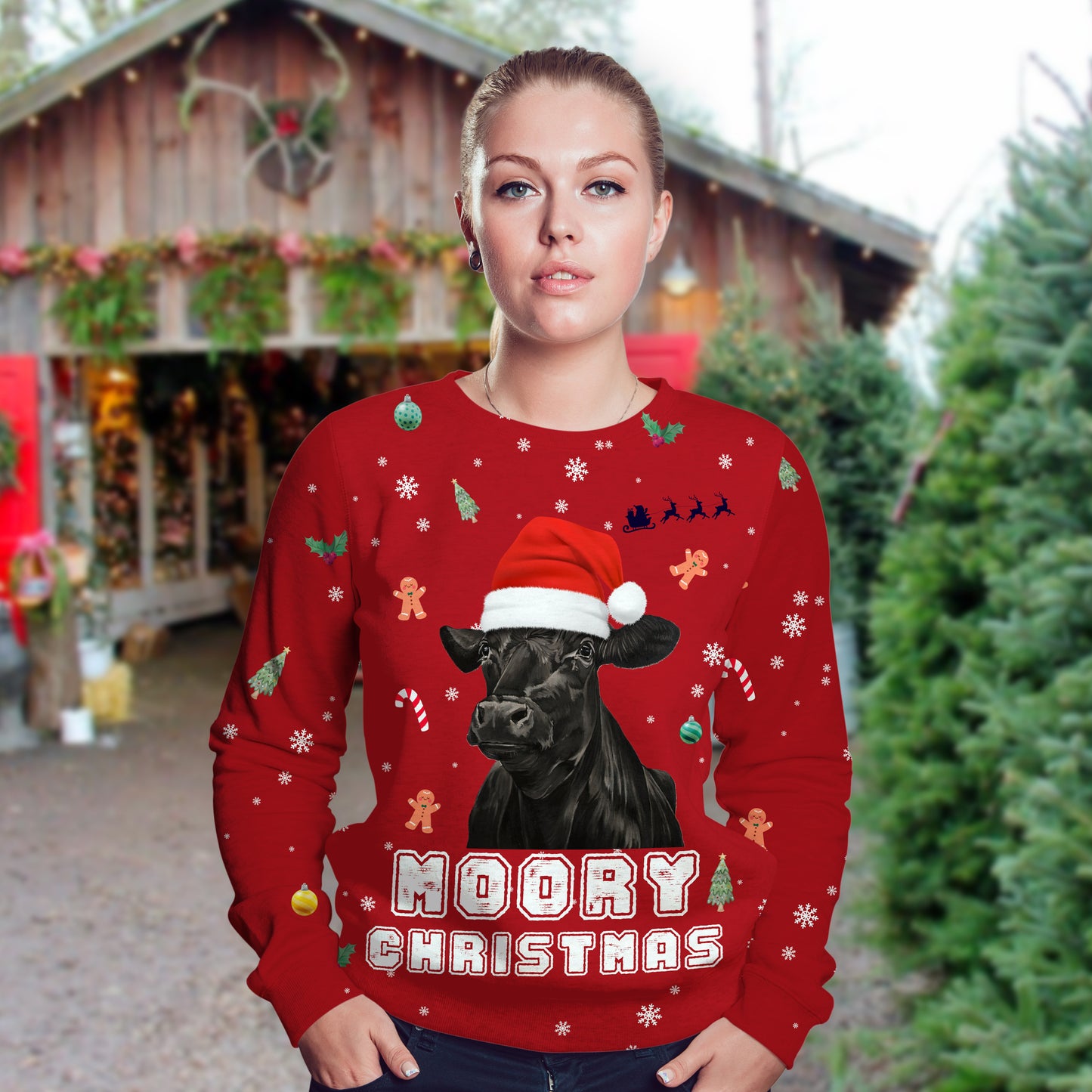 Angus cattle - Moory Christmas -  Sweatshirt for adult and youth