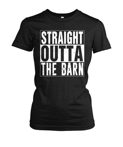 straight outta the barn  - Men's and Women's t-shirt , Vneck, Hoodies - myfunfarm - clothing acceessories shoes for cow lovers, pig, horse, cat, sheep, dog, chicken, goat farmer
