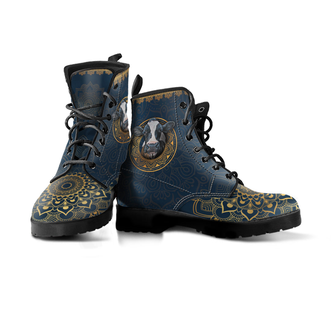 Cow pattern 3d Martin Boots for Women - myfunfarm