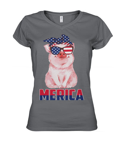 Love pig love america  - Men's and Women's t-shirt , Vneck, Hoodies - myfunfarm - clothing acceessories shoes for cow lovers, pig, horse, cat, sheep, dog, chicken, goat farmer
