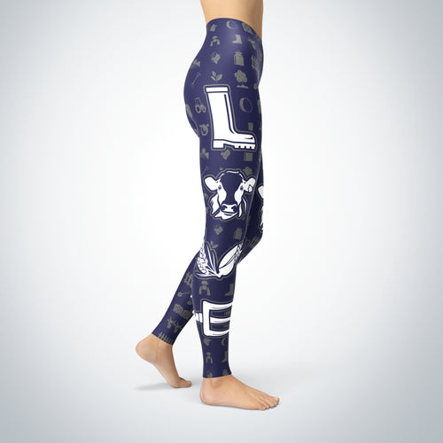 Love cow icon - navi Leggings - cow lovers