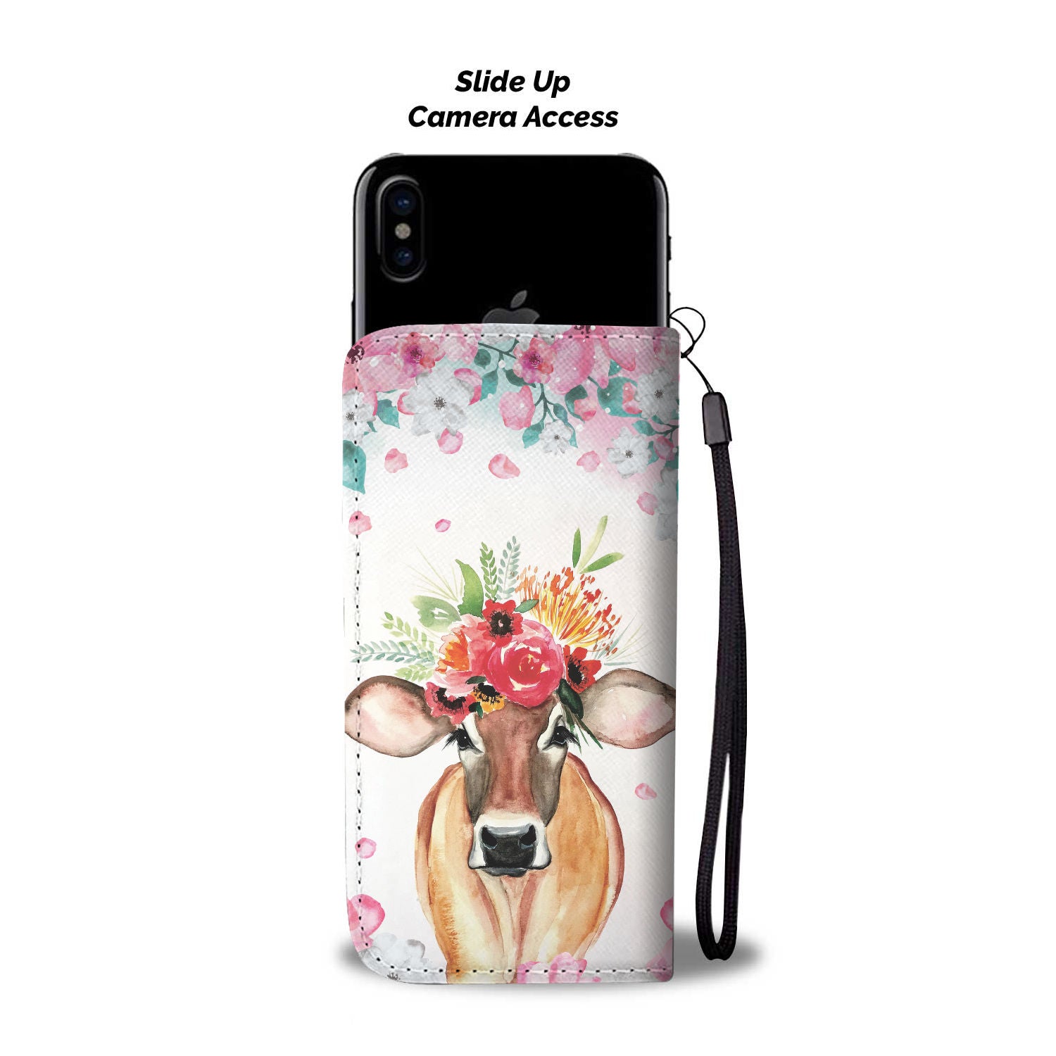 Cute cow wattercolor print sk00001 - Wallet Phone case - myfunfarm - clothing acceessories shoes for cow lovers, pig, horse, cat, sheep, dog, chicken, goat farmer