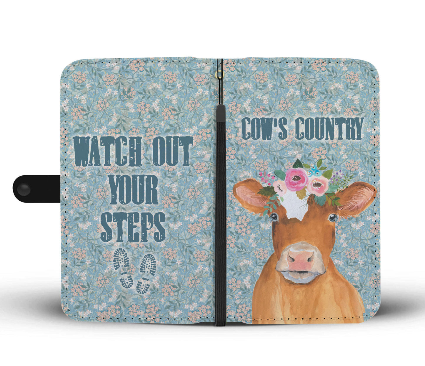 Cute cow wattercolor print sk00005 - Wallet Phone case - myfunfarm - clothing acceessories shoes for cow lovers, pig, horse, cat, sheep, dog, chicken, goat farmer