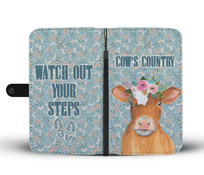 Cute cow wattercolor print sk00005 - Wallet Phone case - myfunfarm - clothing acceessories shoes for cow lovers, pig, horse, cat, sheep, dog, chicken, goat farmer