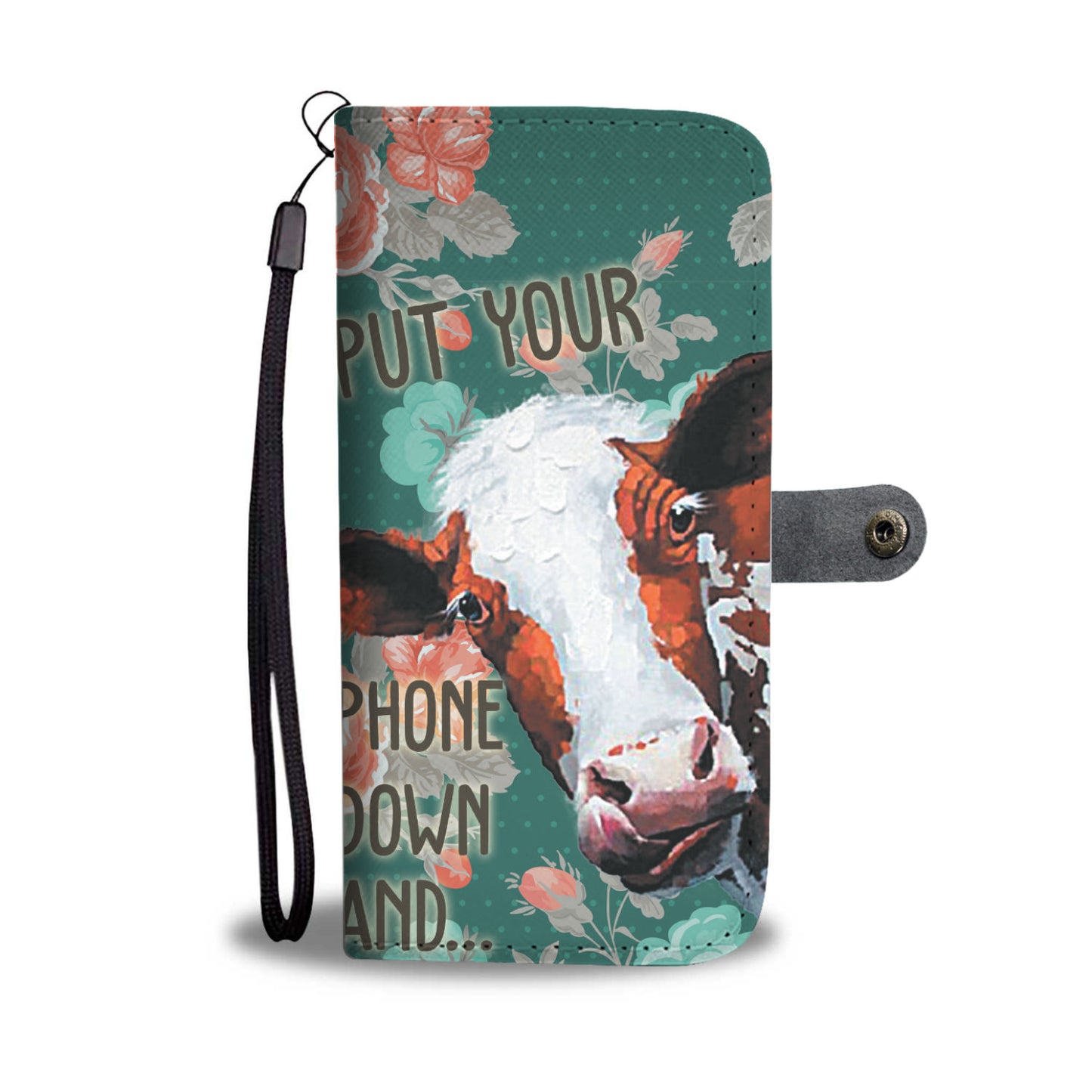 Cute cow wattercolor print sk00008 - Wallet Phone case - myfunfarm - clothing acceessories shoes for cow lovers, pig, horse, cat, sheep, dog, chicken, goat farmer
