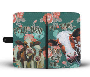 Cute cow wattercolor print sk00008 - Wallet Phone case - myfunfarm - clothing acceessories shoes for cow lovers, pig, horse, cat, sheep, dog, chicken, goat farmer
