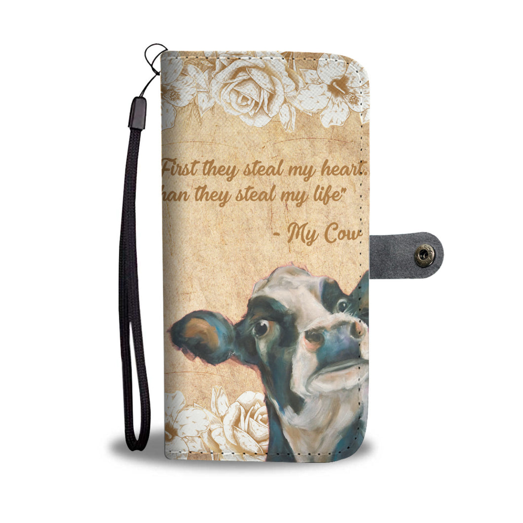 Cute cow wattercolor print sk00009 - Wallet Phone case - myfunfarm - clothing acceessories shoes for cow lovers, pig, horse, cat, sheep, dog, chicken, goat farmer