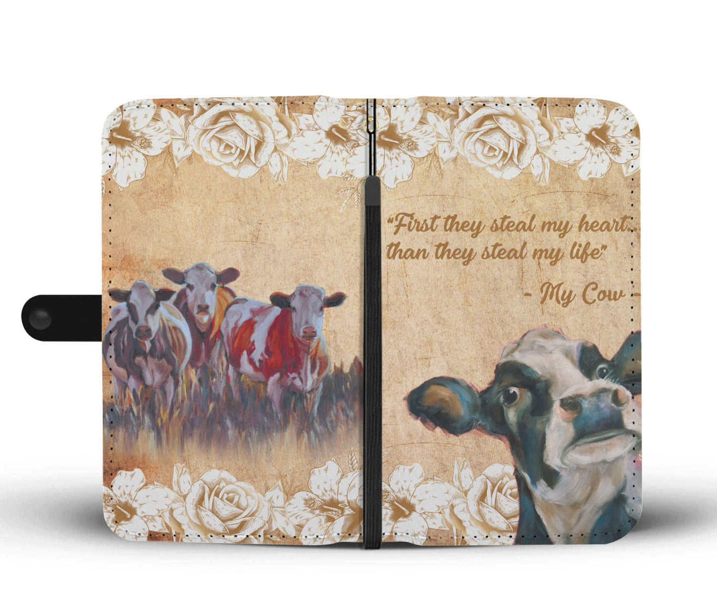 Cute cow wattercolor print sk00009 - Wallet Phone case - myfunfarm - clothing acceessories shoes for cow lovers, pig, horse, cat, sheep, dog, chicken, goat farmer