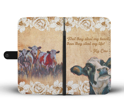 Cute cow wattercolor print sk00009 - Wallet Phone case - myfunfarm - clothing acceessories shoes for cow lovers, pig, horse, cat, sheep, dog, chicken, goat farmer