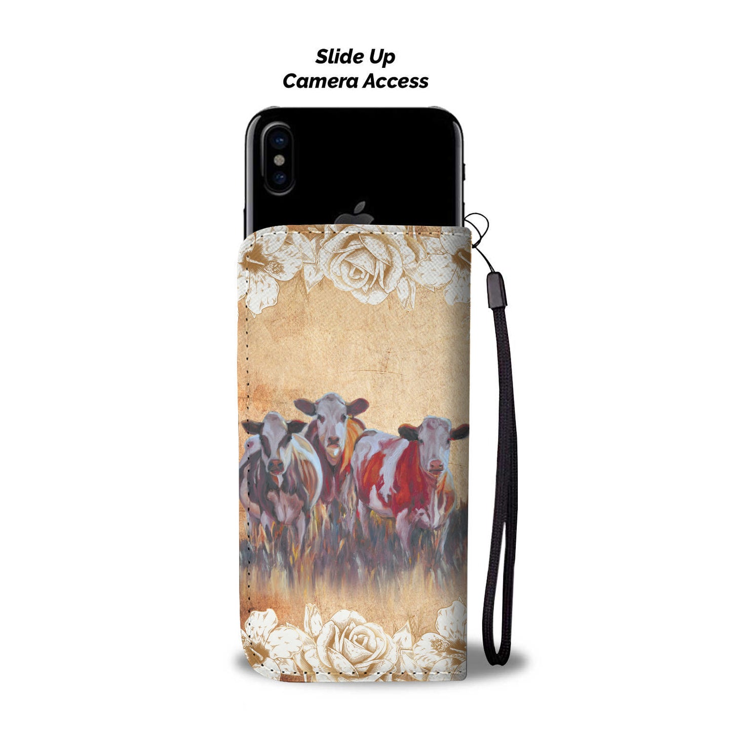 Cute cow wattercolor print sk00009 - Wallet Phone case - myfunfarm - clothing acceessories shoes for cow lovers, pig, horse, cat, sheep, dog, chicken, goat farmer