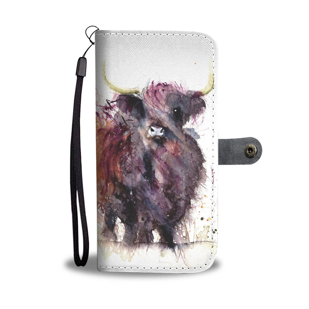 Cute highland cattle print sk00018 - Wallet Phone case - myfunfarm - clothing acceessories shoes for cow lovers, pig, horse, cat, sheep, dog, chicken, goat farmer