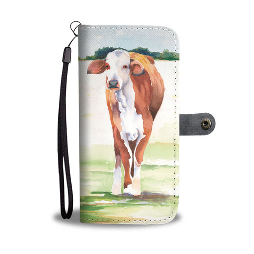 Cute cow watercolor print sk00017 - Wallet Phone case - myfunfarm - clothing acceessories shoes for cow lovers, pig, horse, cat, sheep, dog, chicken, goat farmer