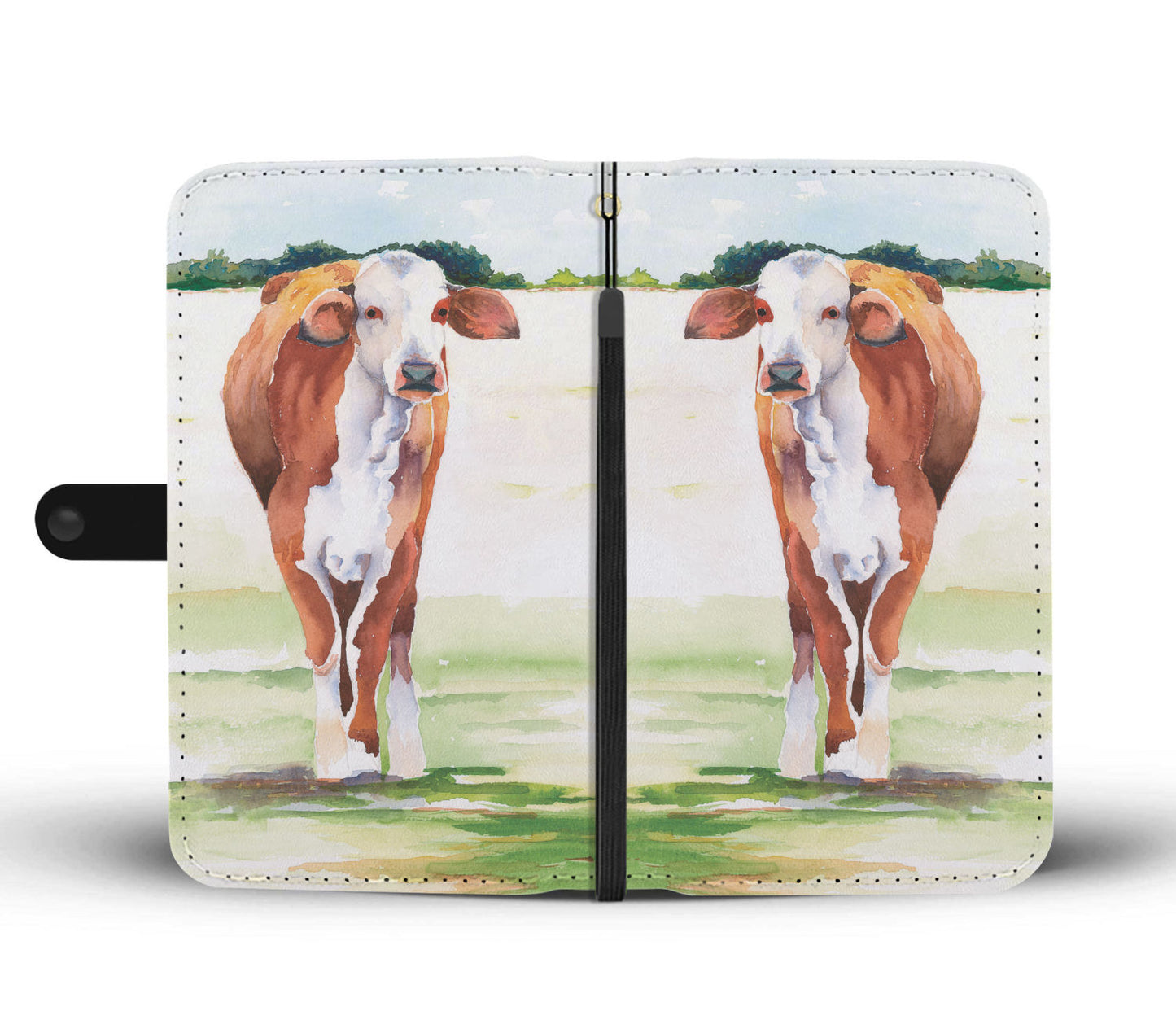 Cute cow watercolor print sk00017 - Wallet Phone case - myfunfarm - clothing acceessories shoes for cow lovers, pig, horse, cat, sheep, dog, chicken, goat farmer