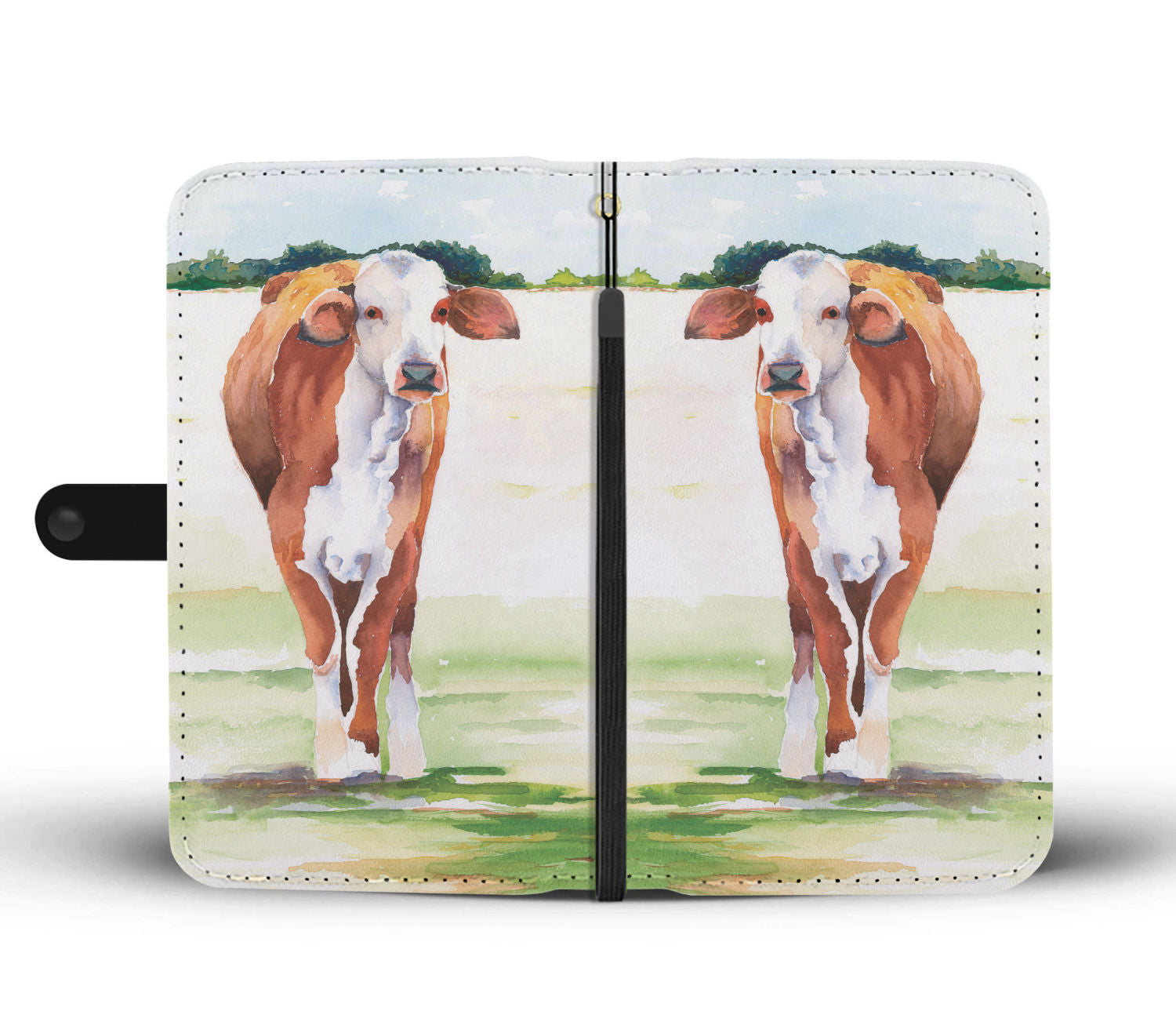 Cute cow watercolor print sk00017 - Wallet Phone case - myfunfarm - clothing acceessories shoes for cow lovers, pig, horse, cat, sheep, dog, chicken, goat farmer