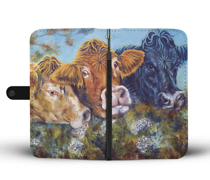 Cute cattle watercolor print sk00021 - Wallet Phone case - myfunfarm - clothing acceessories shoes for cow lovers, pig, horse, cat, sheep, dog, chicken, goat farmer