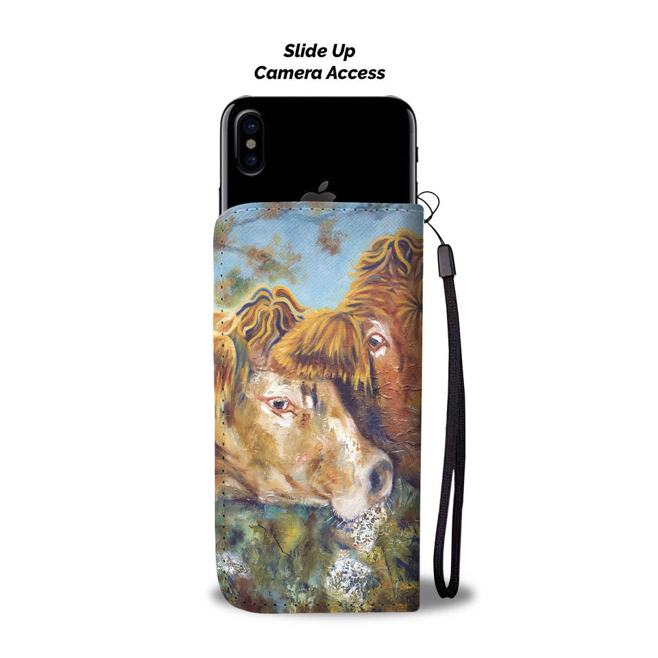 Cute cattle watercolor print sk00021 - Wallet Phone case - myfunfarm - clothing acceessories shoes for cow lovers, pig, horse, cat, sheep, dog, chicken, goat farmer