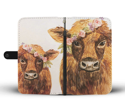 Cute cow pattern print sk00015 - Wallet Phone case - myfunfarm - clothing acceessories shoes for cow lovers, pig, horse, cat, sheep, dog, chicken, goat farmer
