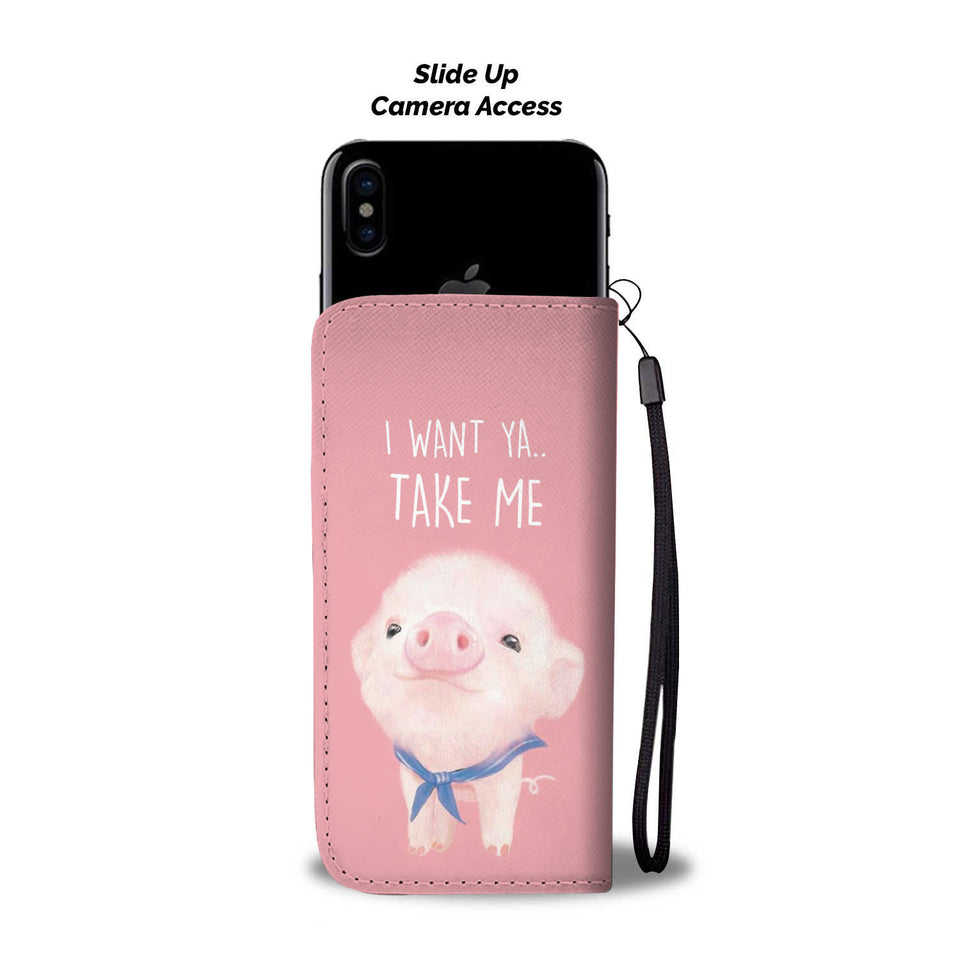 Pig cute - Wallet Phone case - myfunfarm - clothing acceessories shoes for cow lovers, pig, horse, cat, sheep, dog, chicken, goat farmer