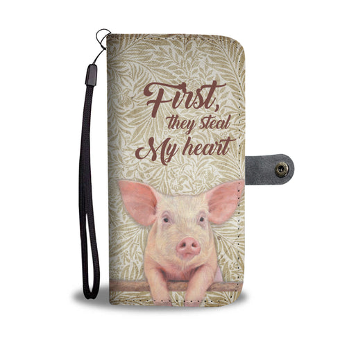 First they steal my Heart - Wallet Phone case - myfunfarm - clothing acceessories shoes for cow lovers, pig, horse, cat, sheep, dog, chicken, goat farmer