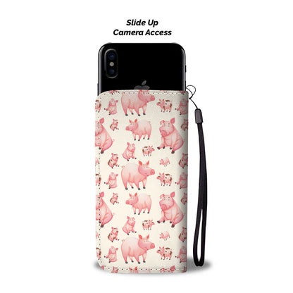 Pig pattern - Wallet Phone case - myfunfarm - clothing acceessories shoes for cow lovers, pig, horse, cat, sheep, dog, chicken, goat farmer