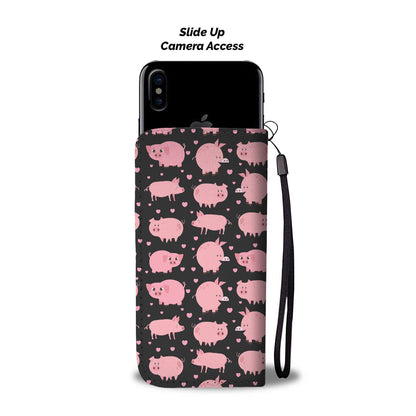 Cute pig pattern - Wallet Phone case - myfunfarm - clothing acceessories shoes for cow lovers, pig, horse, cat, sheep, dog, chicken, goat farmer