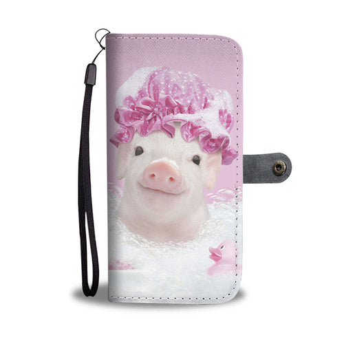 Cute pig pink- Wallet Phone case - myfunfarm - clothing acceessories shoes for cow lovers, pig, horse, cat, sheep, dog, chicken, goat farmer