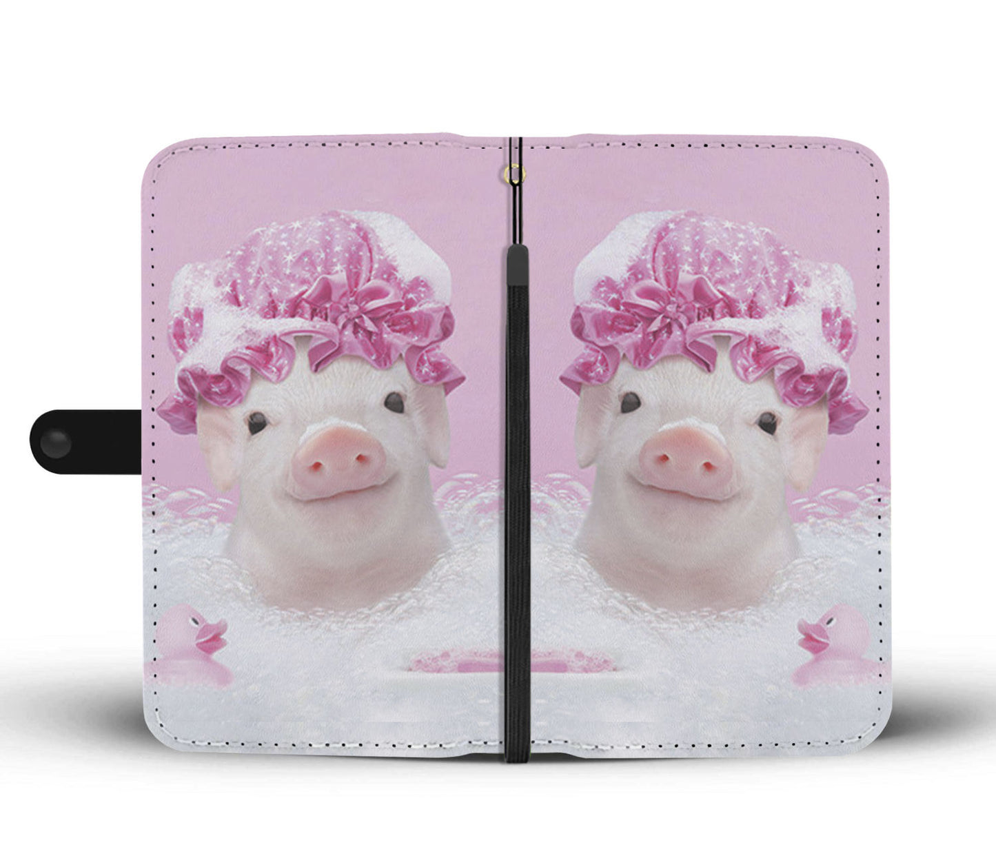 Cute pig pink- Wallet Phone case - myfunfarm - clothing acceessories shoes for cow lovers, pig, horse, cat, sheep, dog, chicken, goat farmer