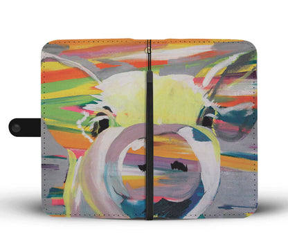 Cute pig painting print - Wallet Phone case - myfunfarm - clothing acceessories shoes for cow lovers, pig, horse, cat, sheep, dog, chicken, goat farmer