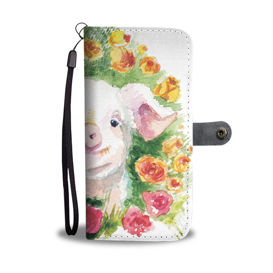Cute pig painting print - Wallet Phone case - myfunfarm - clothing acceessories shoes for cow lovers, pig, horse, cat, sheep, dog, chicken, goat farmer