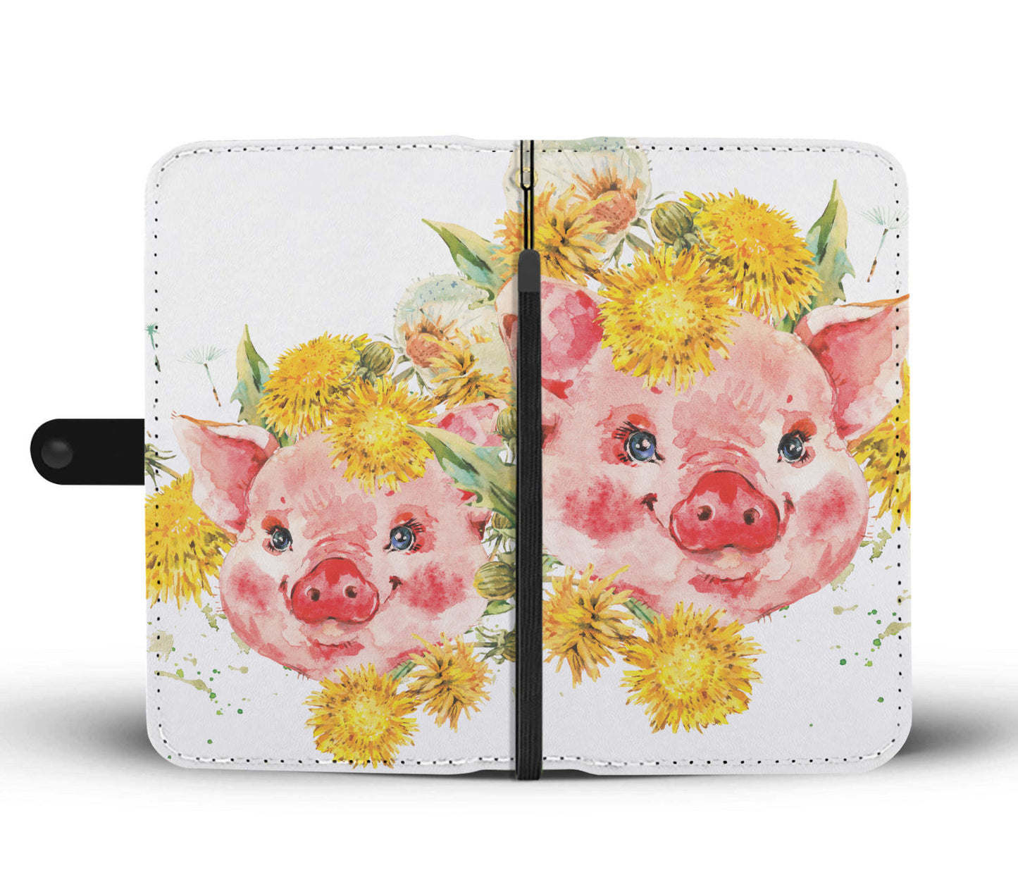 Cute pig painting print - Wallet Phone case - myfunfarm - clothing acceessories shoes for cow lovers, pig, horse, cat, sheep, dog, chicken, goat farmer