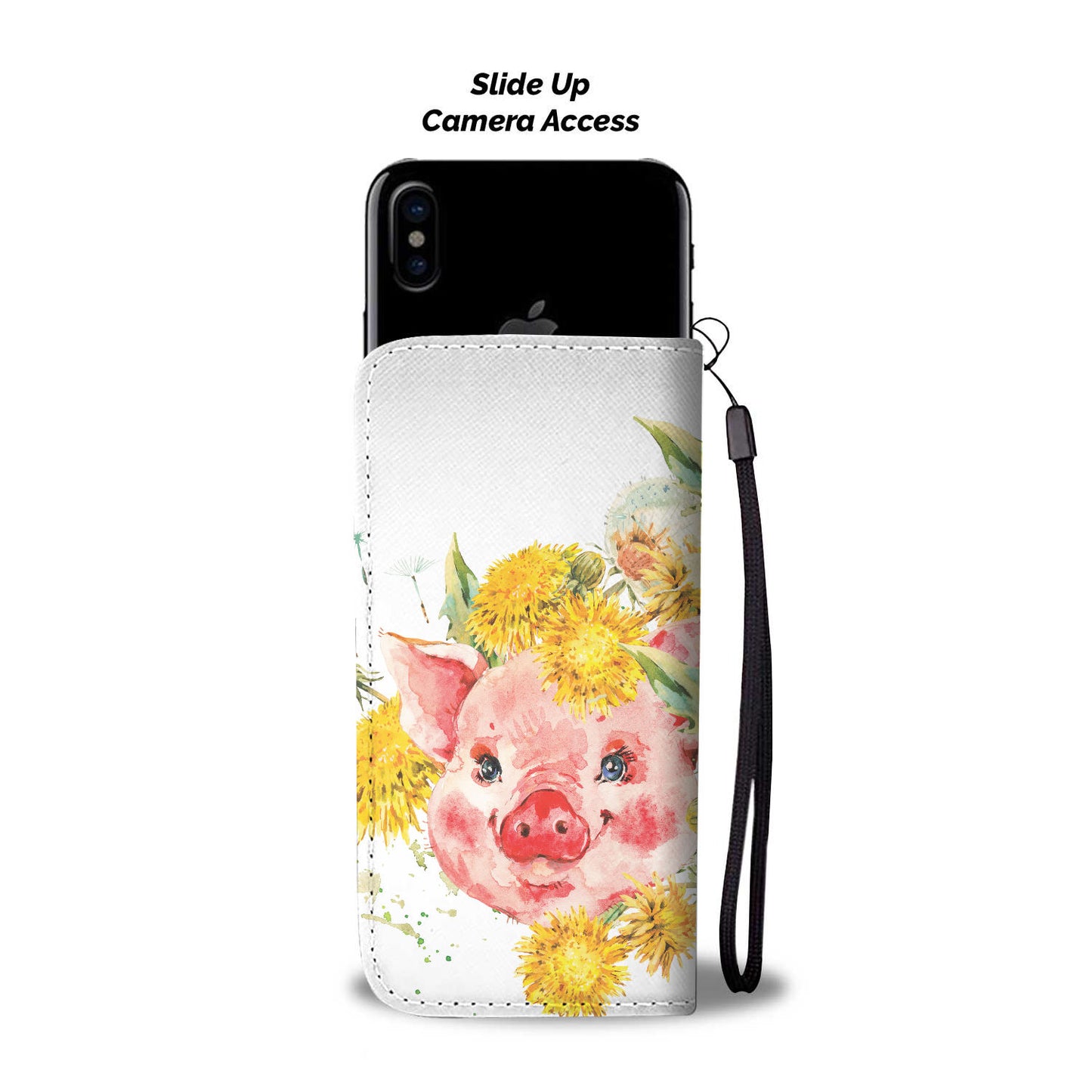 Cute pig painting print - Wallet Phone case - myfunfarm - clothing acceessories shoes for cow lovers, pig, horse, cat, sheep, dog, chicken, goat farmer