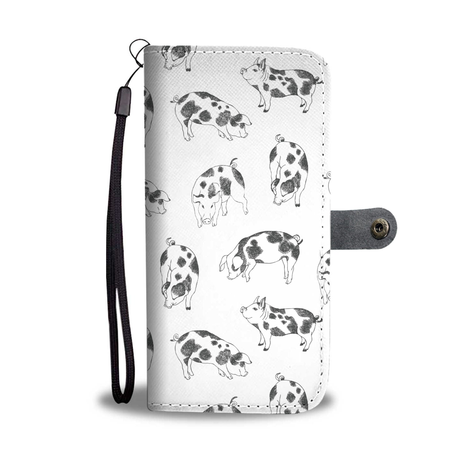 Cute pig pattern print - Wallet Phone case - myfunfarm - clothing acceessories shoes for cow lovers, pig, horse, cat, sheep, dog, chicken, goat farmer